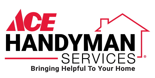 Ace Handyman Services logo with red "Ace" text, a house outline, and black "Handyman Services" text. Tagline underneath reads "Bringing Helpful To Your Home.