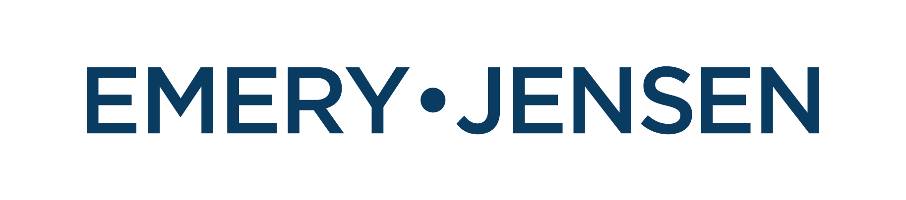 The words "EMERY JENSEN" in bold, dark blue capital letters, separated by a centered dot, on a light gray background.